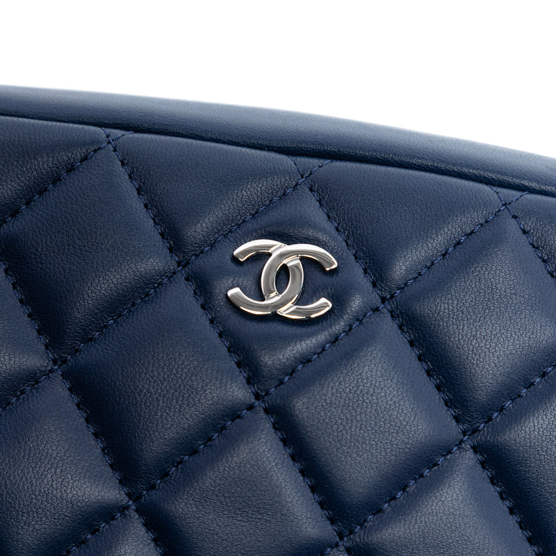 Large Quilted Lambskin Curvy Cosmetic Pouch - Image 6