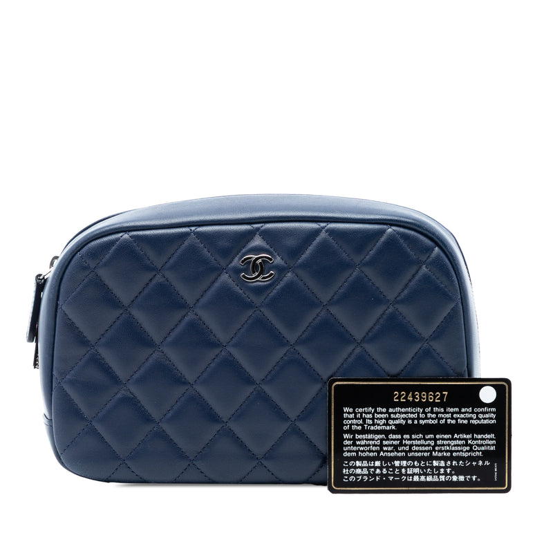 Large Quilted Lambskin Curvy Cosmetic Pouch - Image 8