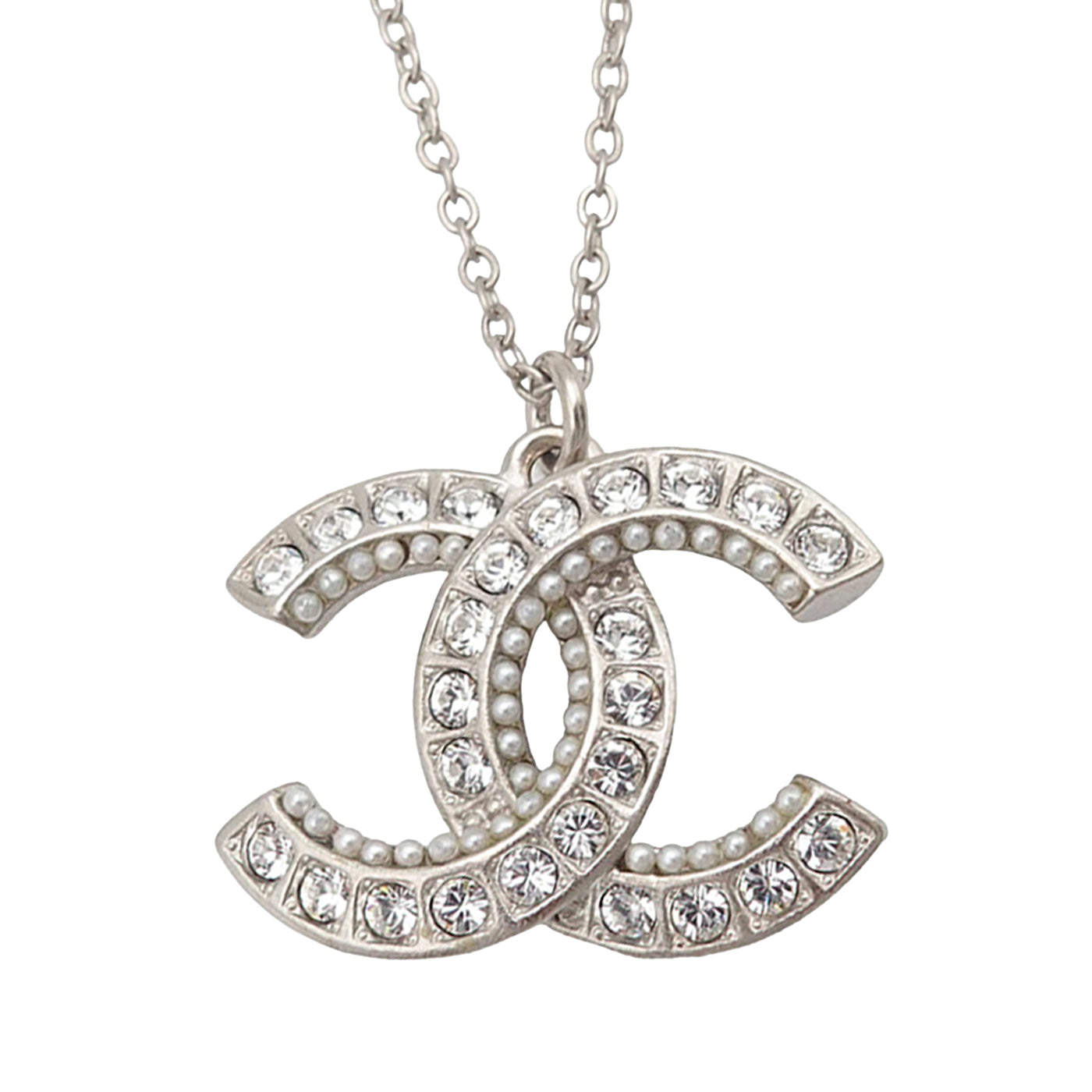 CC Brass Strass and Faux Pearl Pendant Necklace - Image 1