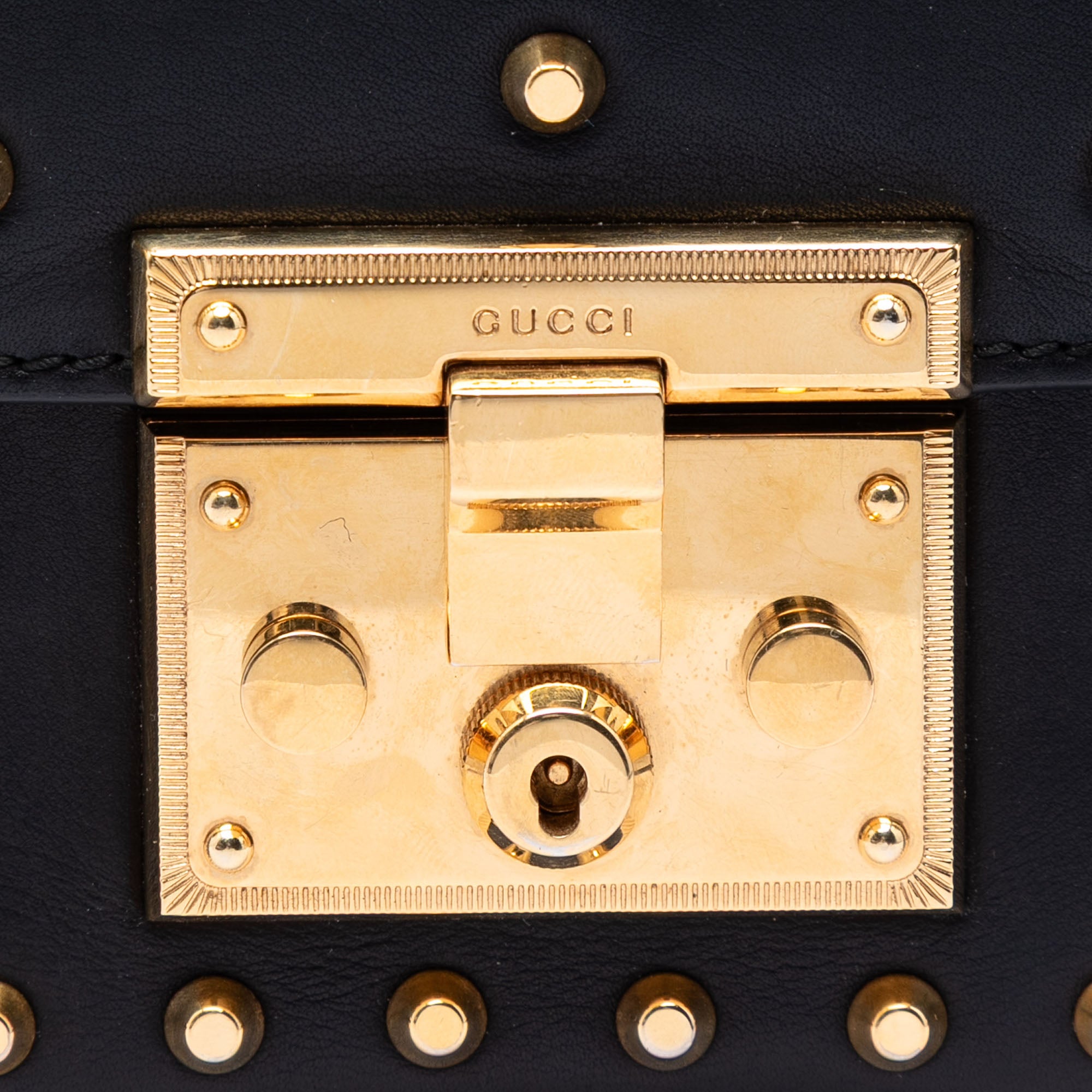 Small Pearl Studded Leather Padlock Crossbody - Image 5
