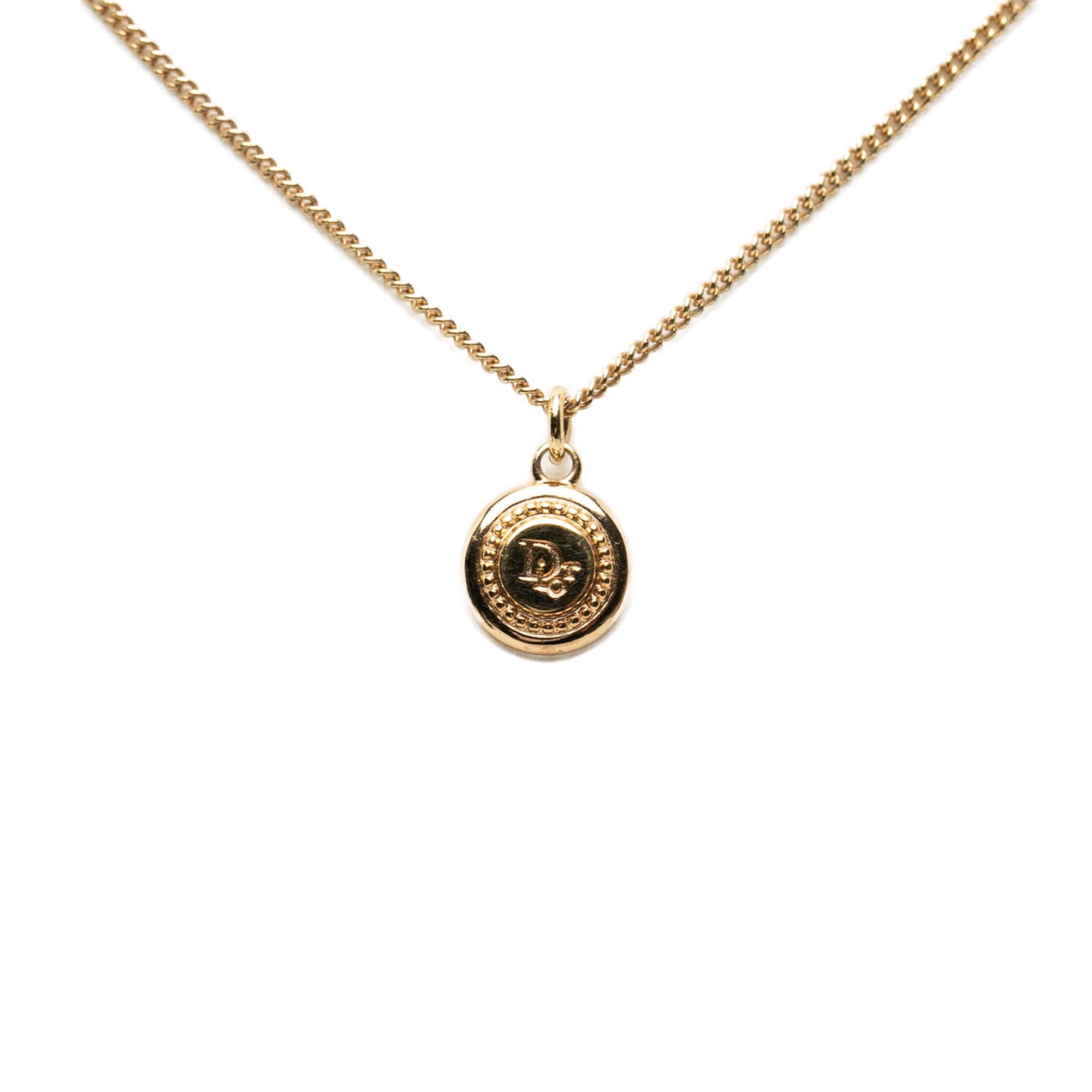 Gold Plated Logo Round Pendant Necklace - Image 1