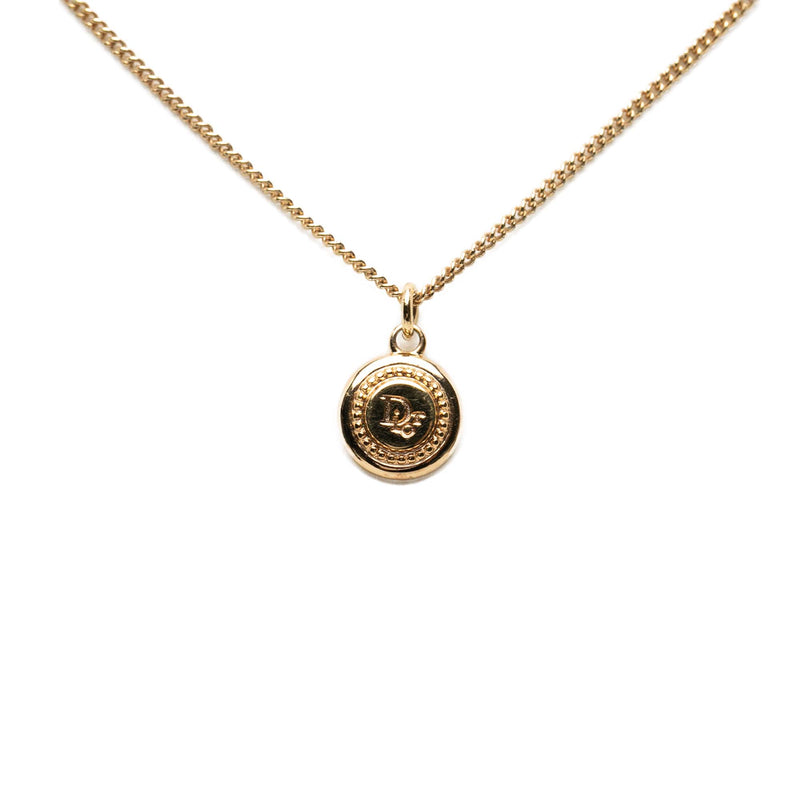 Gold Plated Logo Round Pendant Necklace