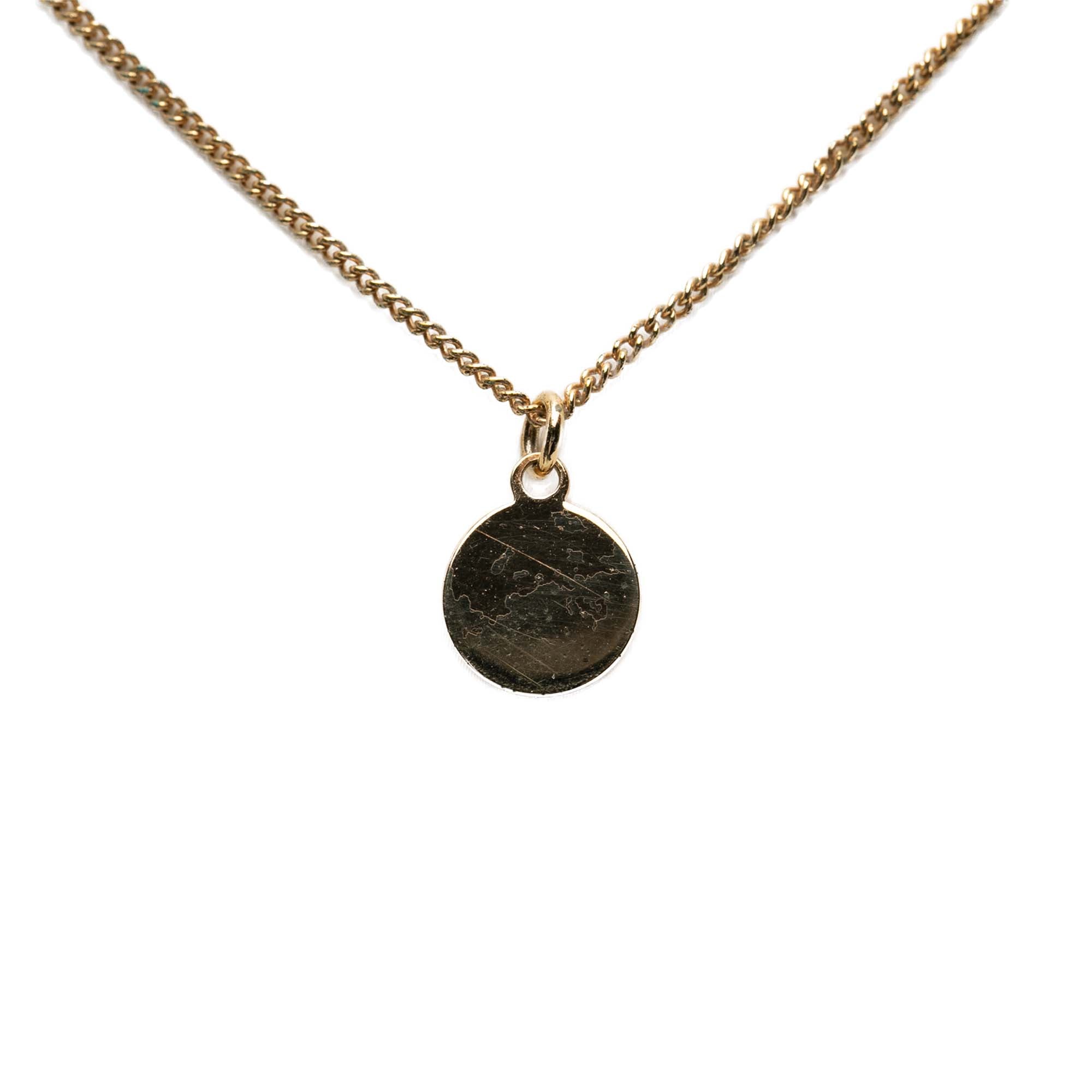 Gold Plated Logo Round Pendant Necklace - Image 2