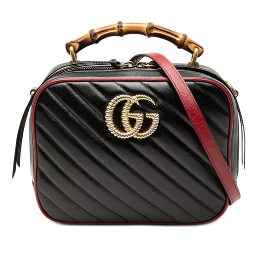 Small GG Marmont Matelasse Diagonal Leather Torchon Bamboo Satchel - Image 1