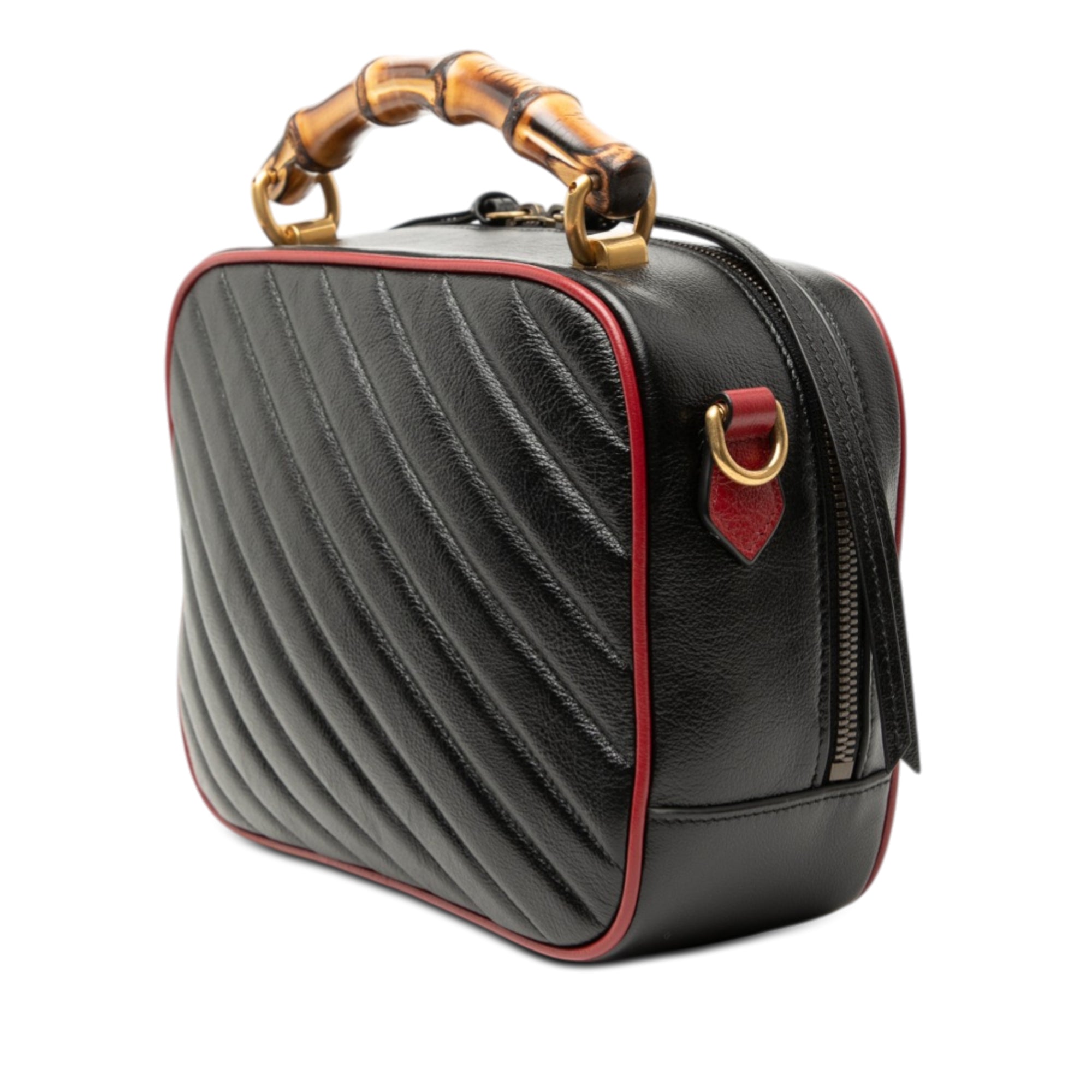 Small GG Marmont Matelasse Diagonal Leather Torchon Bamboo Satchel - Image 2