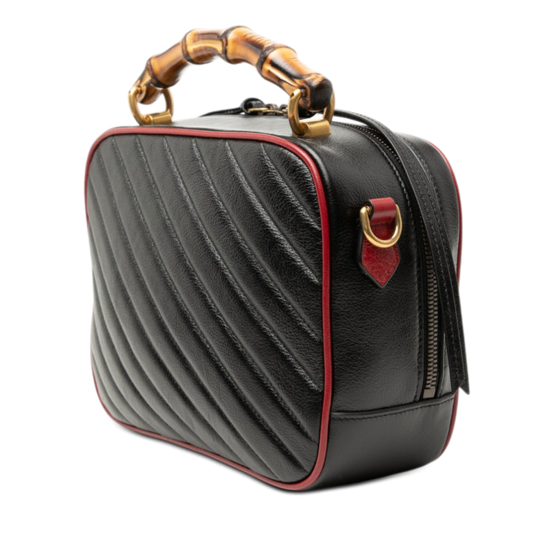 Small GG Marmont Matelasse Diagonal Leather Torchon Bamboo Satchel - Image 2