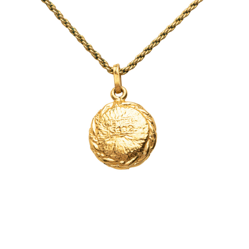 Gold Plated Faux Pearl Round Pendant Necklace - Image 2