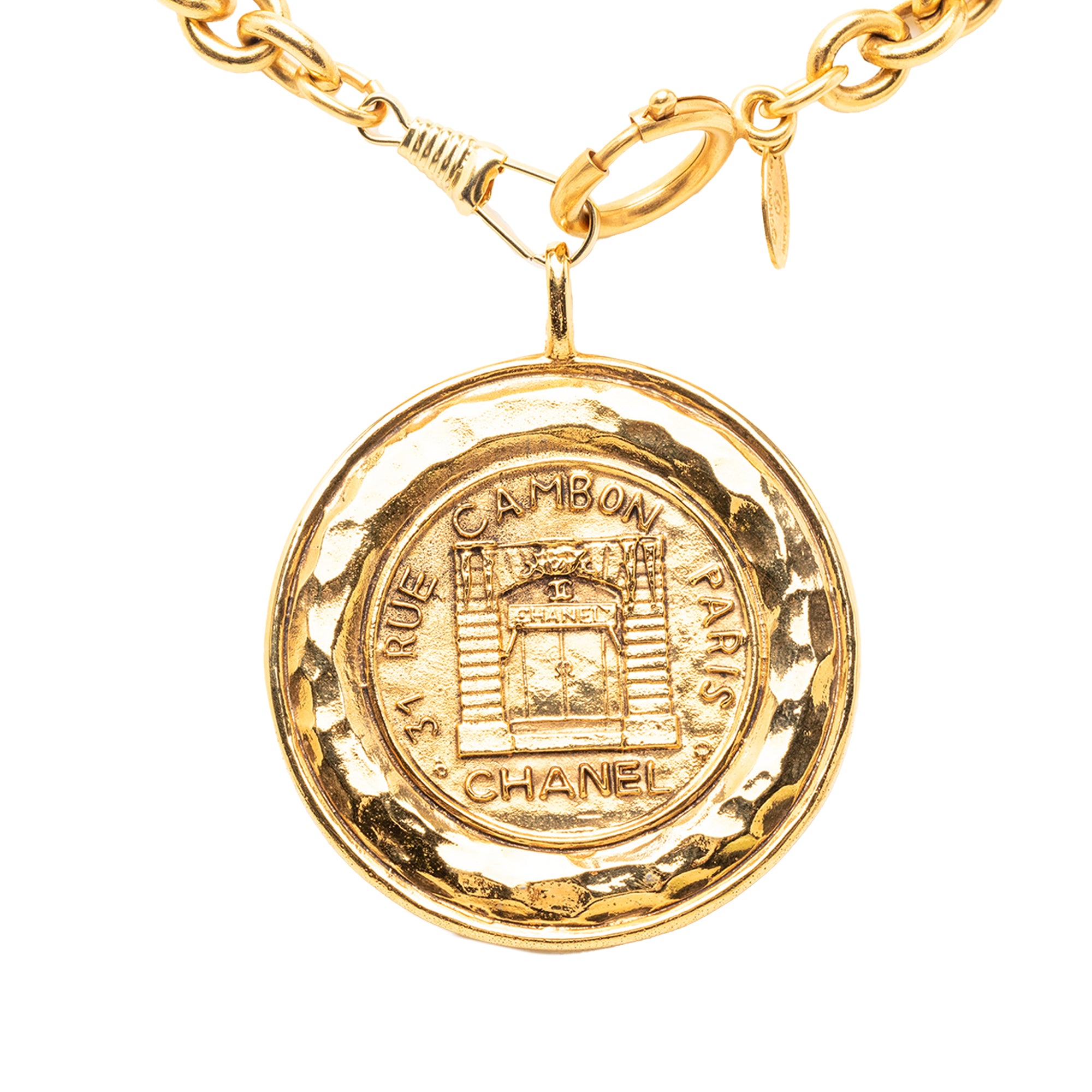 Gold Plated 31 Rue Cambon Medallion Pendant Necklace - Image 1
