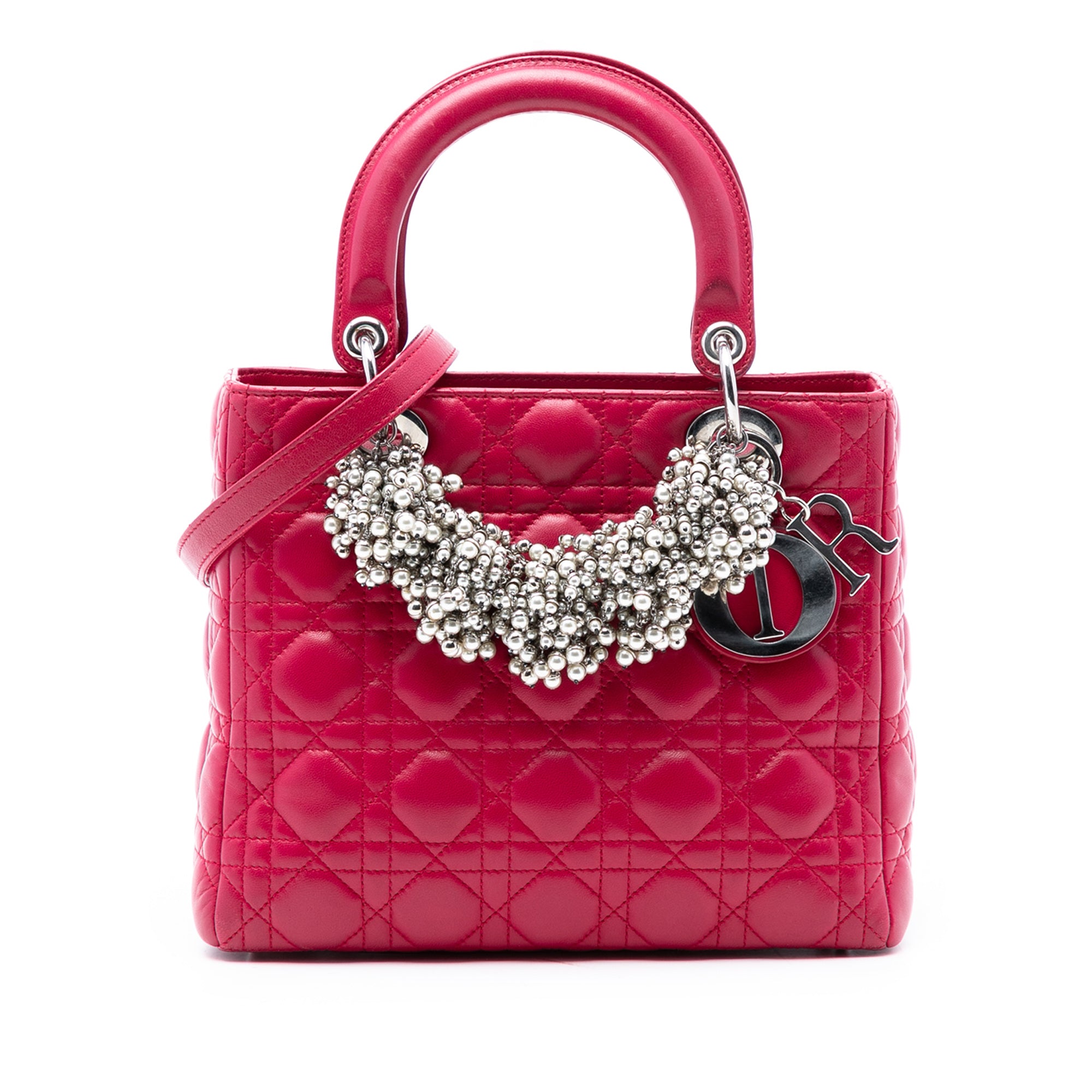 Medium Lambskin Cannage Pearl Lady Dior - Image 1