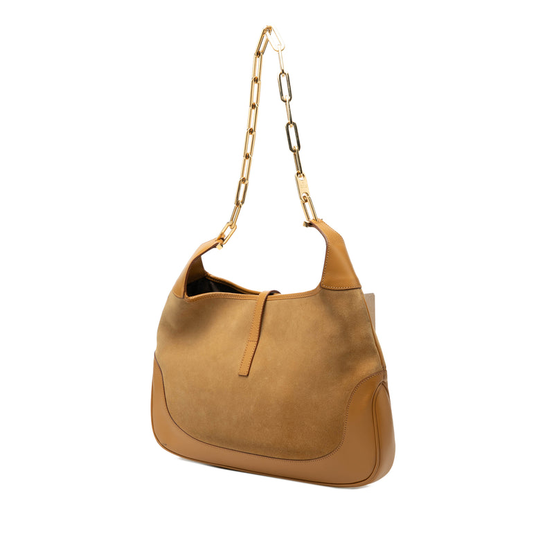 Suede and Calfskin Chain Jackie Shoulder Bag - Image 2