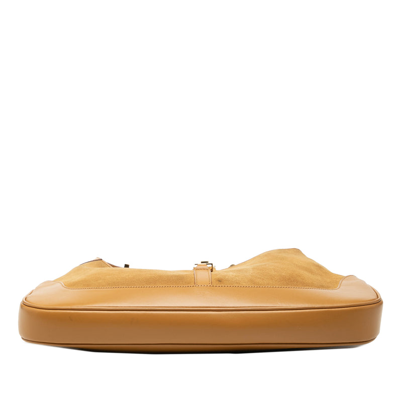 Suede and Calfskin Chain Jackie Shoulder Bag - Image 3