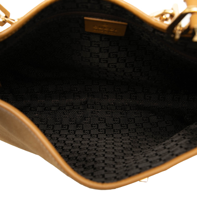 Suede and Calfskin Chain Jackie Shoulder Bag - Image 4