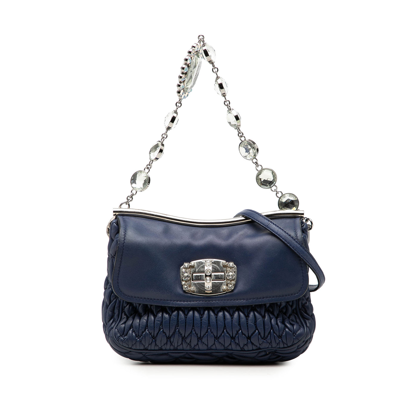 Matelasse Nappa Crystal Frame Flap Satchel - Image 1