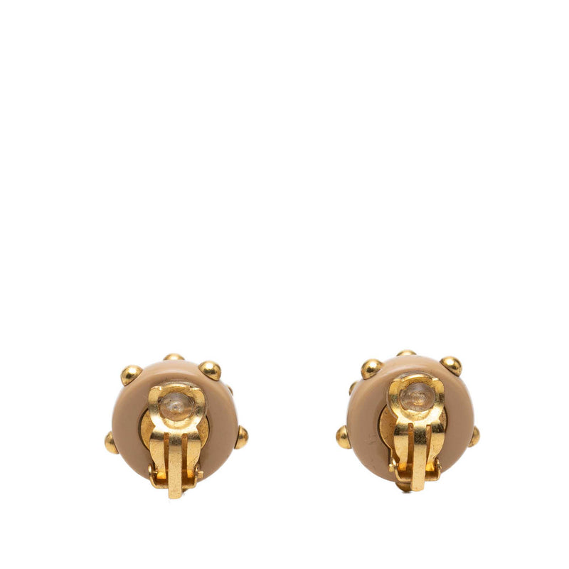 CC Resin and Gold Plated Studded Clip On Earrings - Image 2