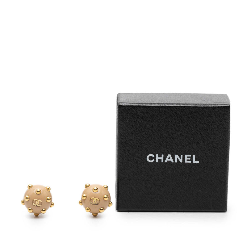 CC Resin and Gold Plated Studded Clip On Earrings - Image 4