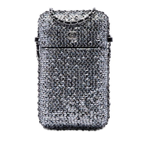 CC Tweed and Sequin Chain Around Phone Holder - Image 1