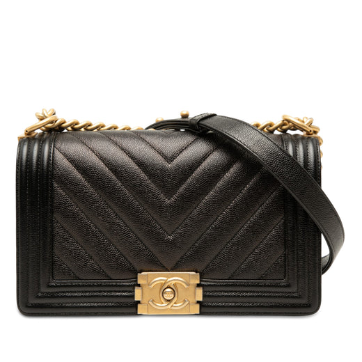 Old Medium Chevron Caviar Boy Flap - Image 1