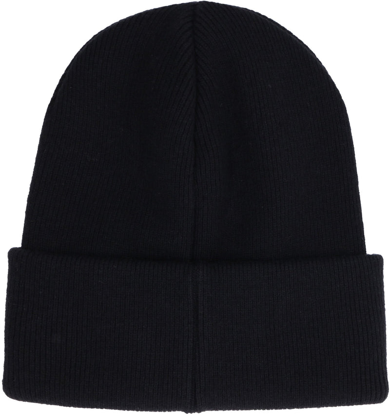 Dsquared2 Knm0001 Logo-Embroidered Ribbed Wool Beanie — Black Beanies