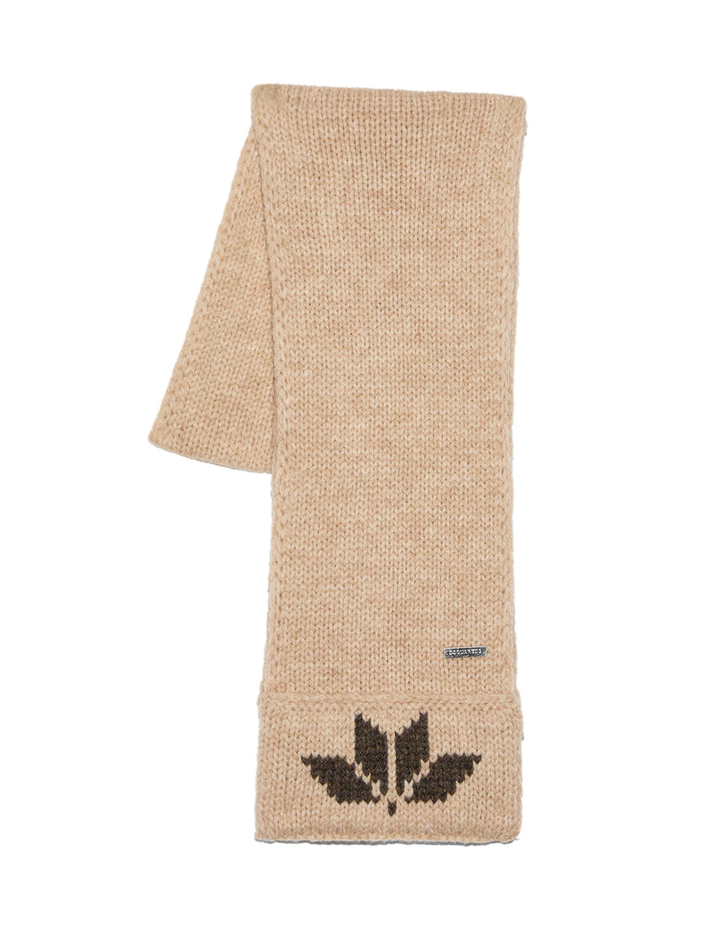 Dsquared2 Snowflakes Logo Knit Wool Scarf — Beige Scarfs
