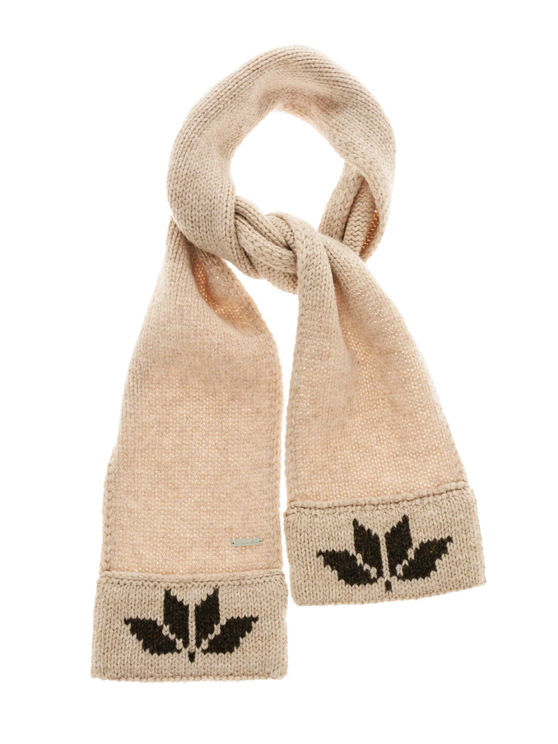Dsquared2 Snowflakes Logo Knit Wool Scarf — Beige Scarfs