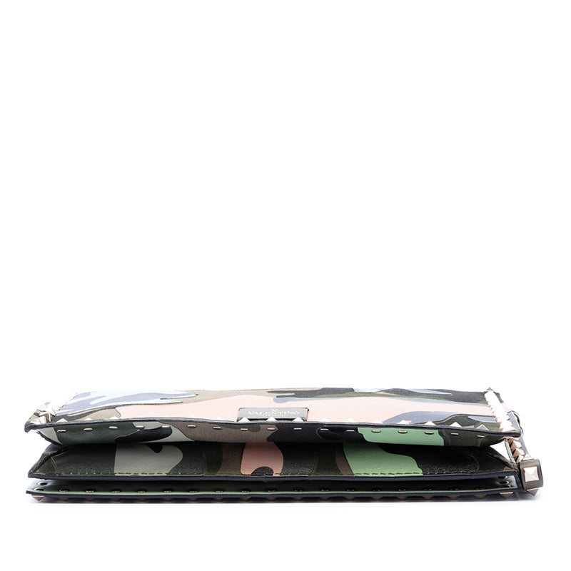 Canvas and Nappa Camouflage Rockstud Wristlet Clutch - Image 3