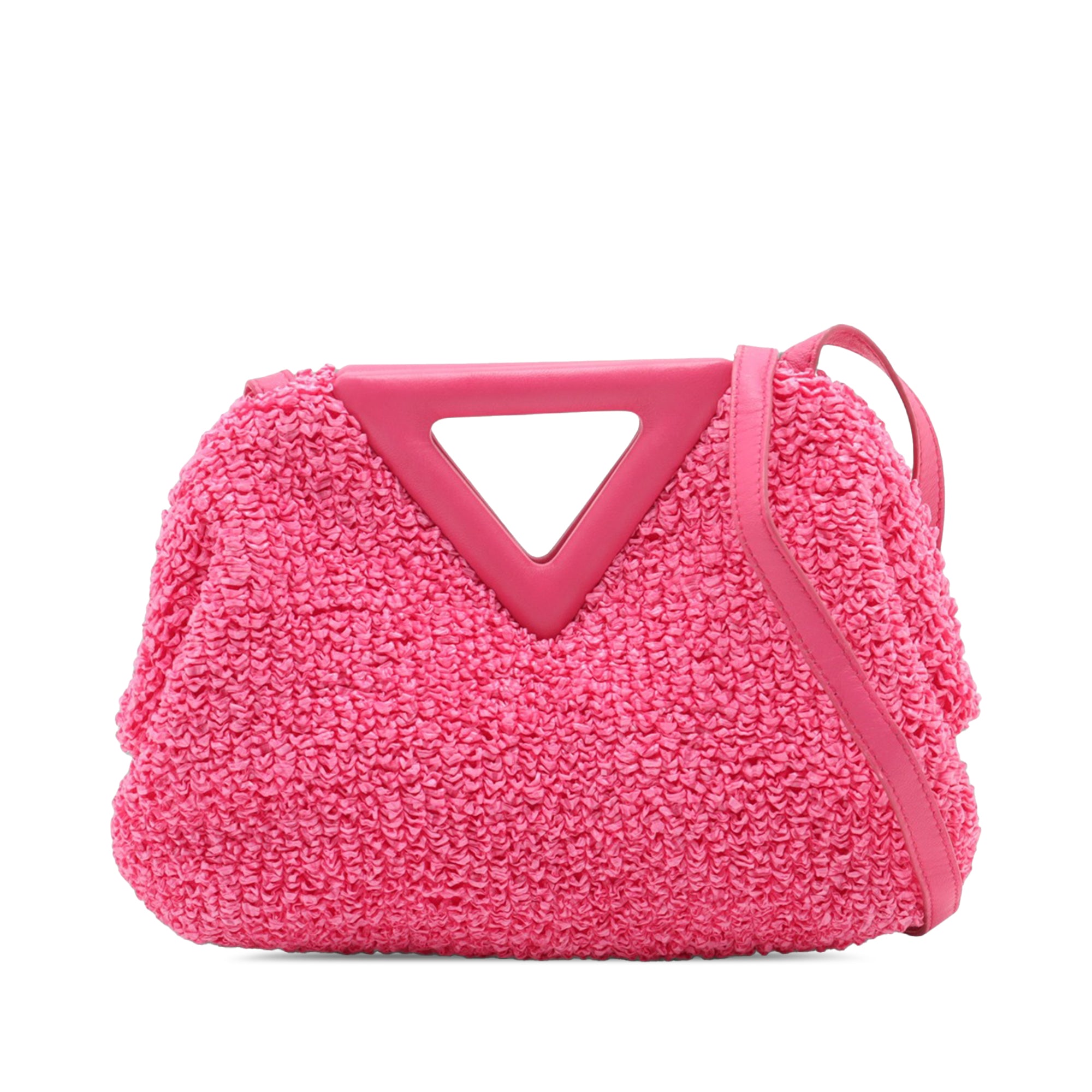 Small Boucle Curly Raffia The Point Triangle Satchel - Image 1