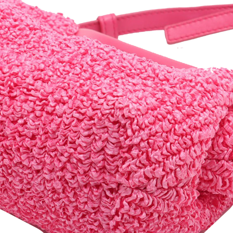 Small Boucle Curly Raffia The Point Triangle Satchel - Image 7