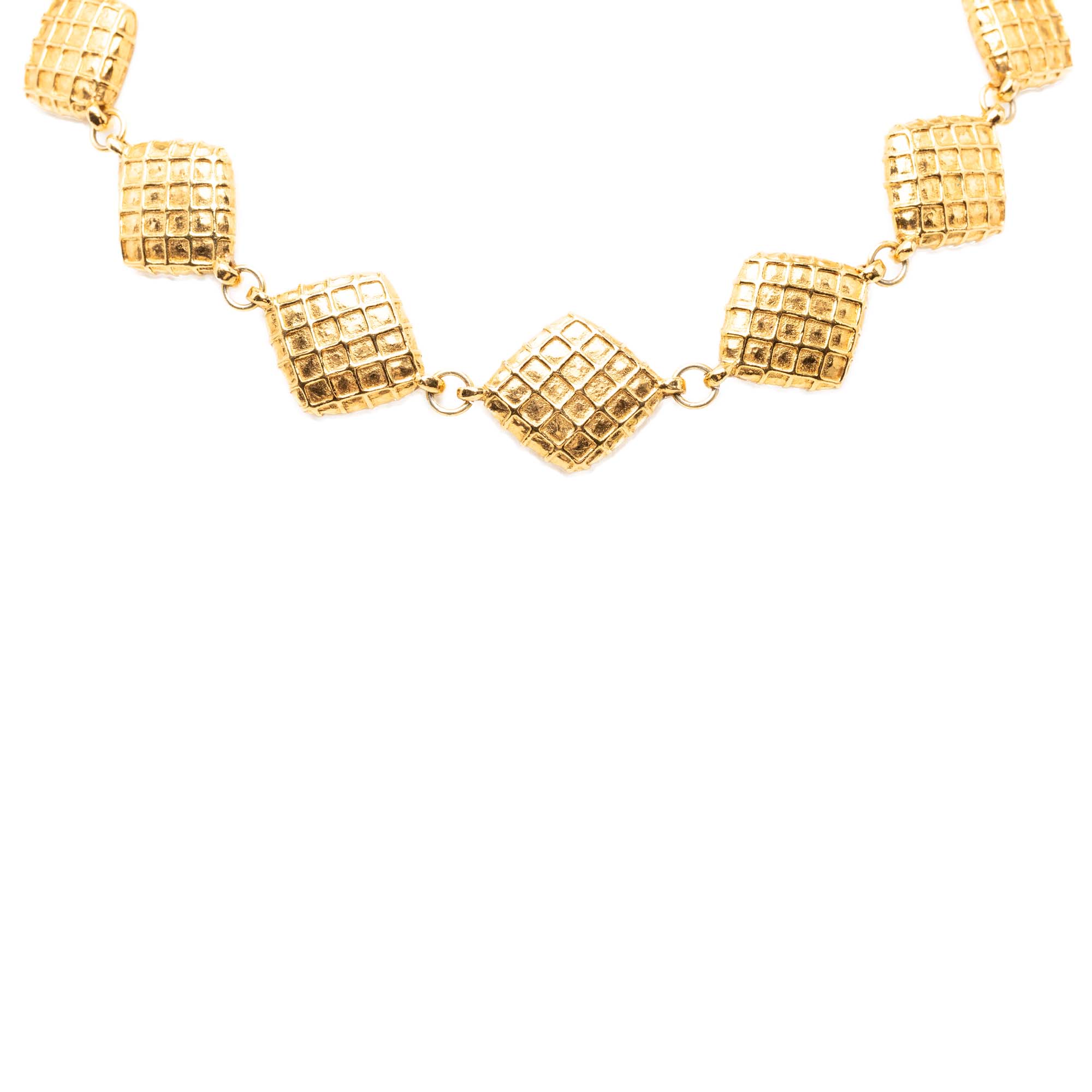 CC Gold Plated Quilted Diamond Necklace - Image 1