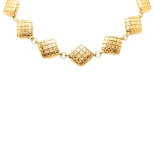 CC Gold Plated Quilted Diamond Necklace - Image 1