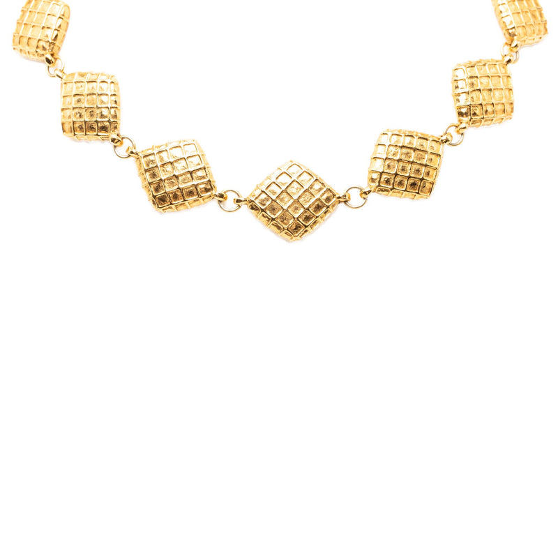 CC Gold Plated Quilted Diamond Necklace