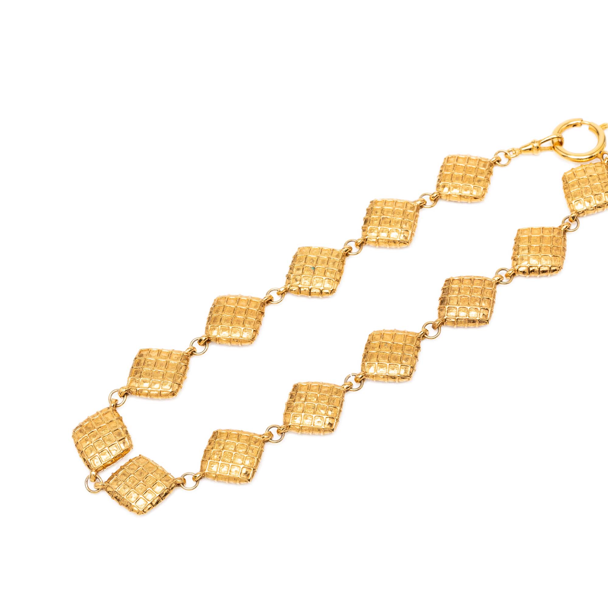 CC Gold Plated Quilted Diamond Necklace - Image 4