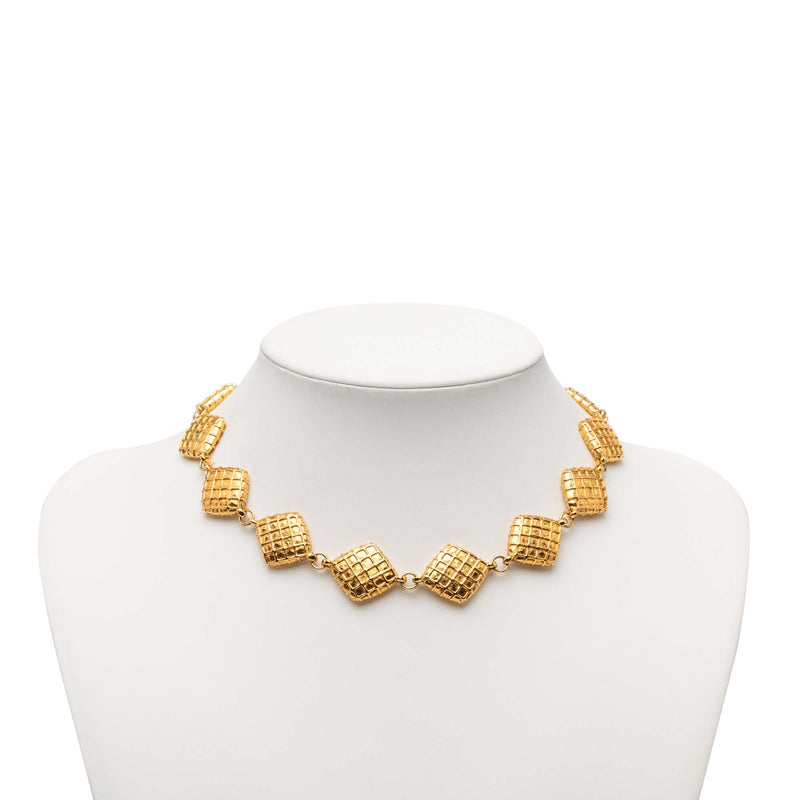 CC Gold Plated Quilted Diamond Necklace - Image 5