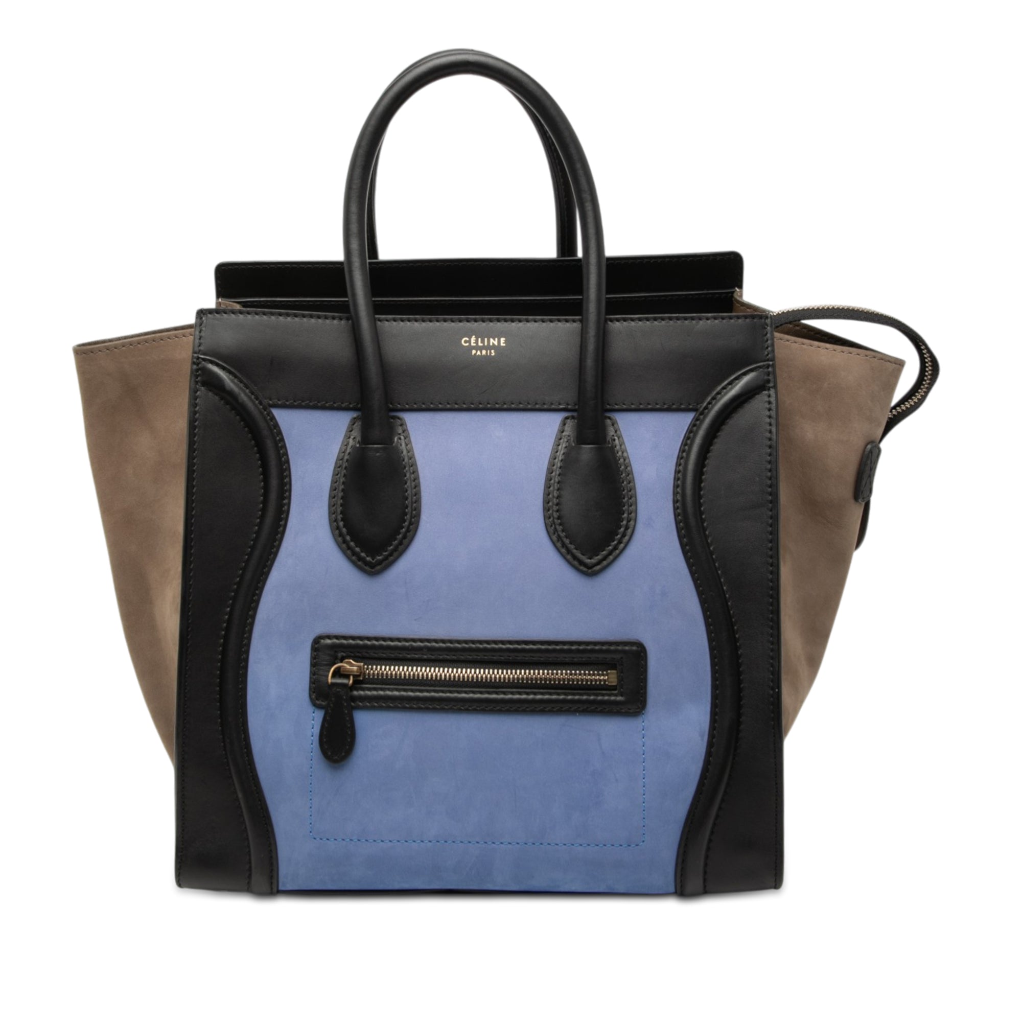 Mini Tricolor Nubuck and Smooth Calfskin Luggage Tote - Image 1