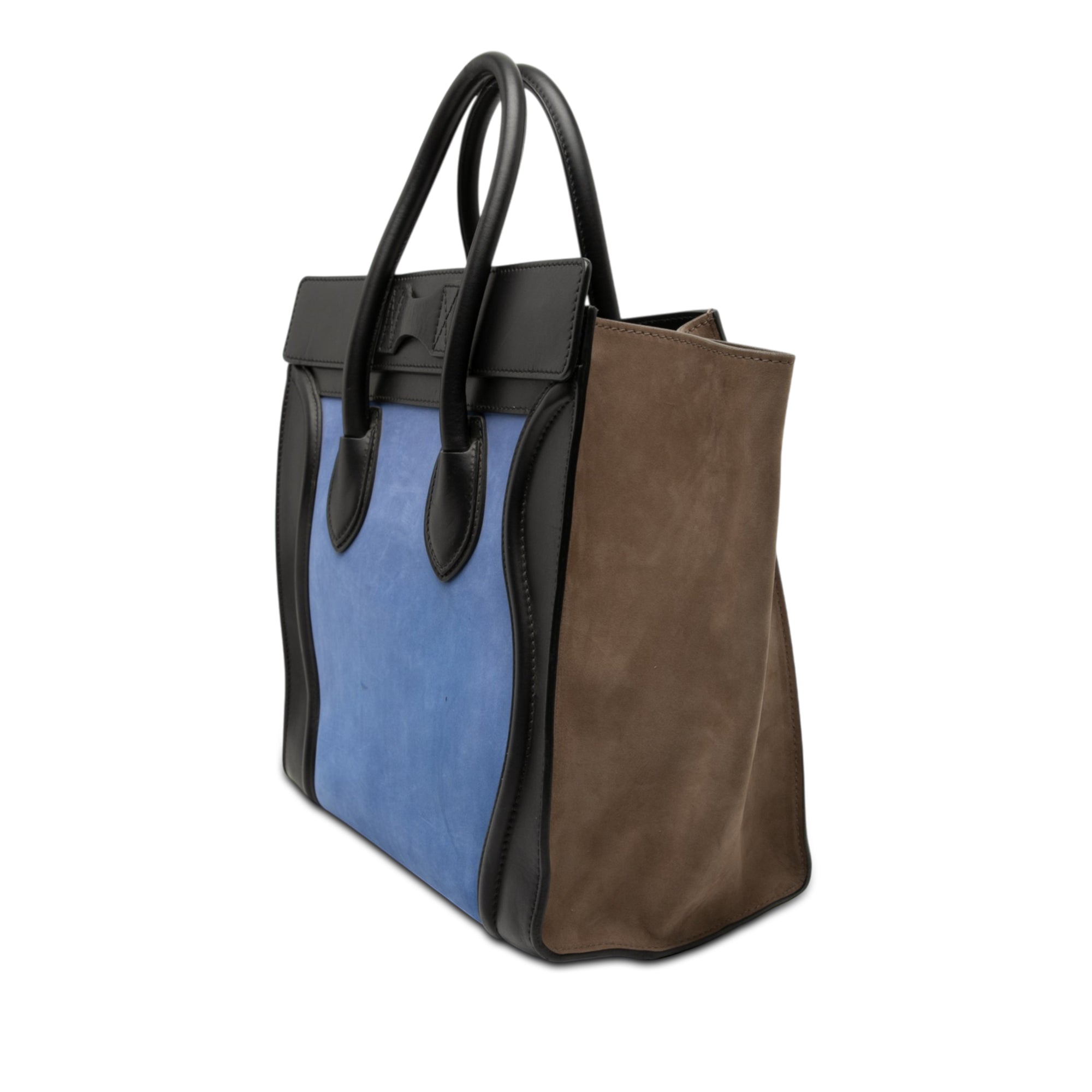 Mini Tricolor Nubuck and Smooth Calfskin Luggage Tote - Image 2
