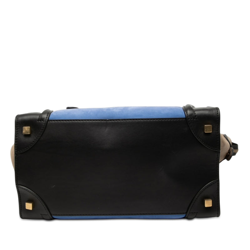 Mini Tricolor Nubuck and Smooth Calfskin Luggage Tote - Image 3