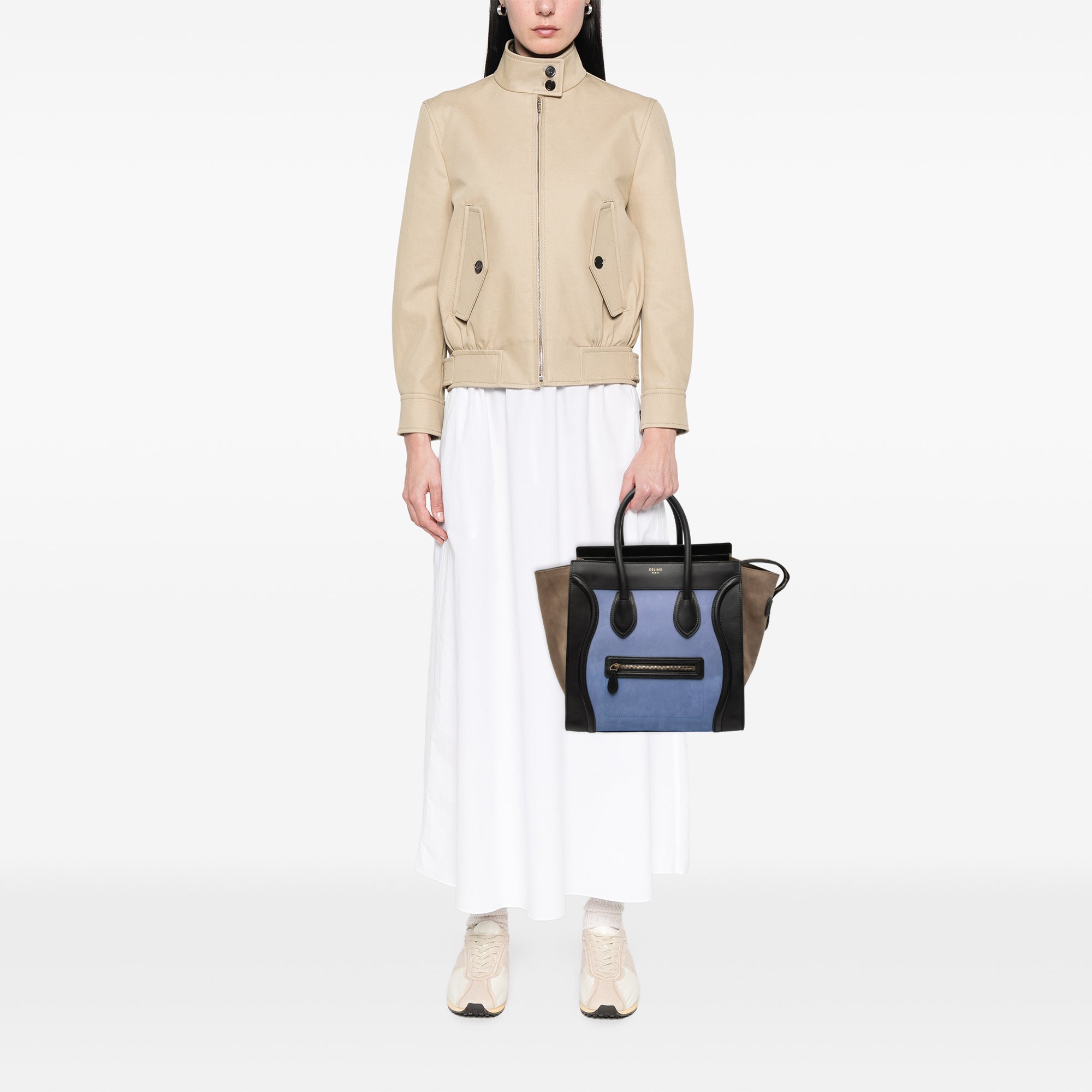 Mini Tricolor Nubuck and Smooth Calfskin Luggage Tote - Image 7
