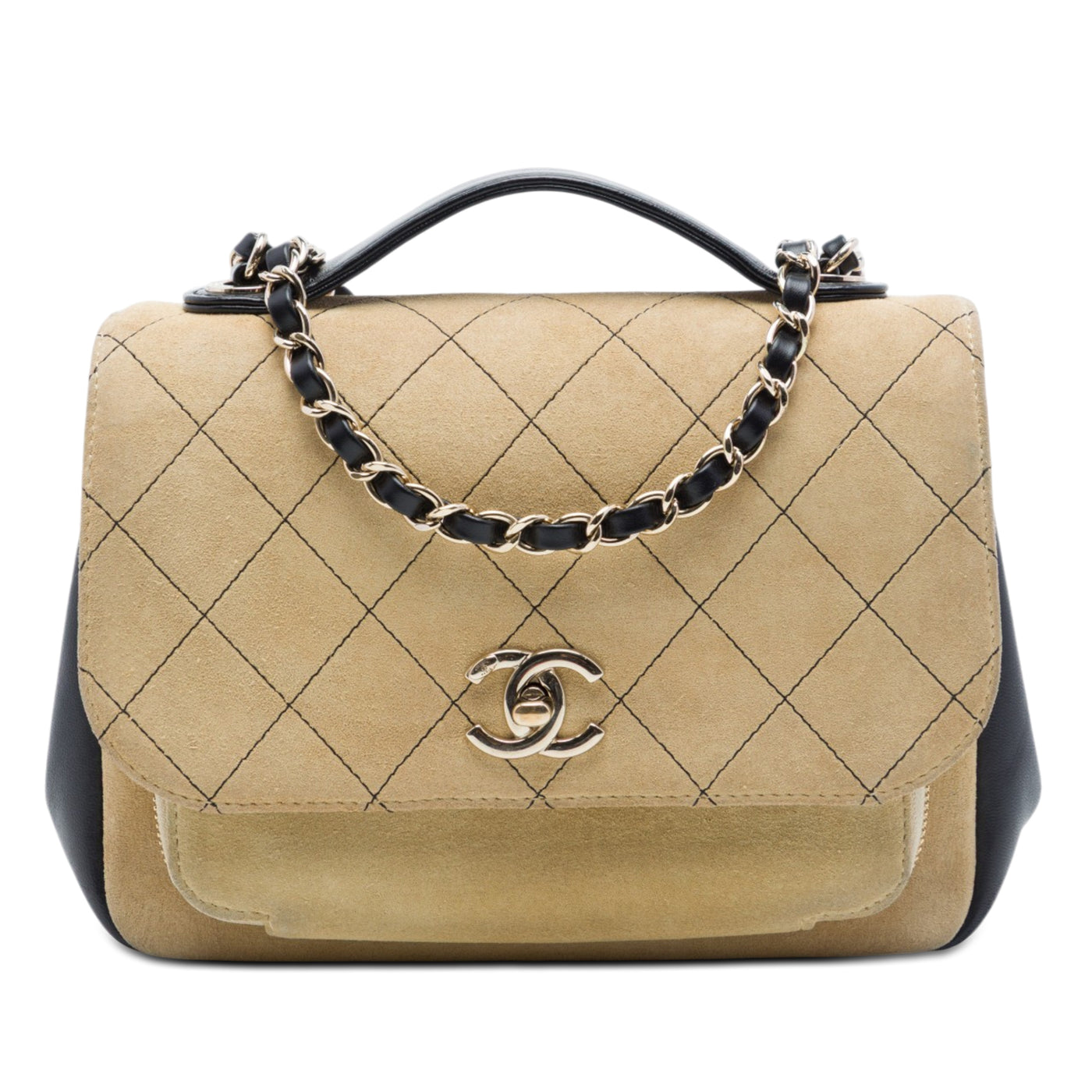 Medium CC Quilted Suede Business Affinity Flap - Image 1
