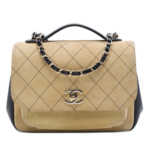 Medium CC Quilted Suede Business Affinity Flap - Image 1