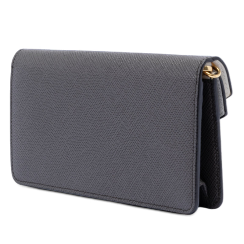 Bicolor Saffiano Lux Envelope Double Flap Wallet on Chain - Image 2