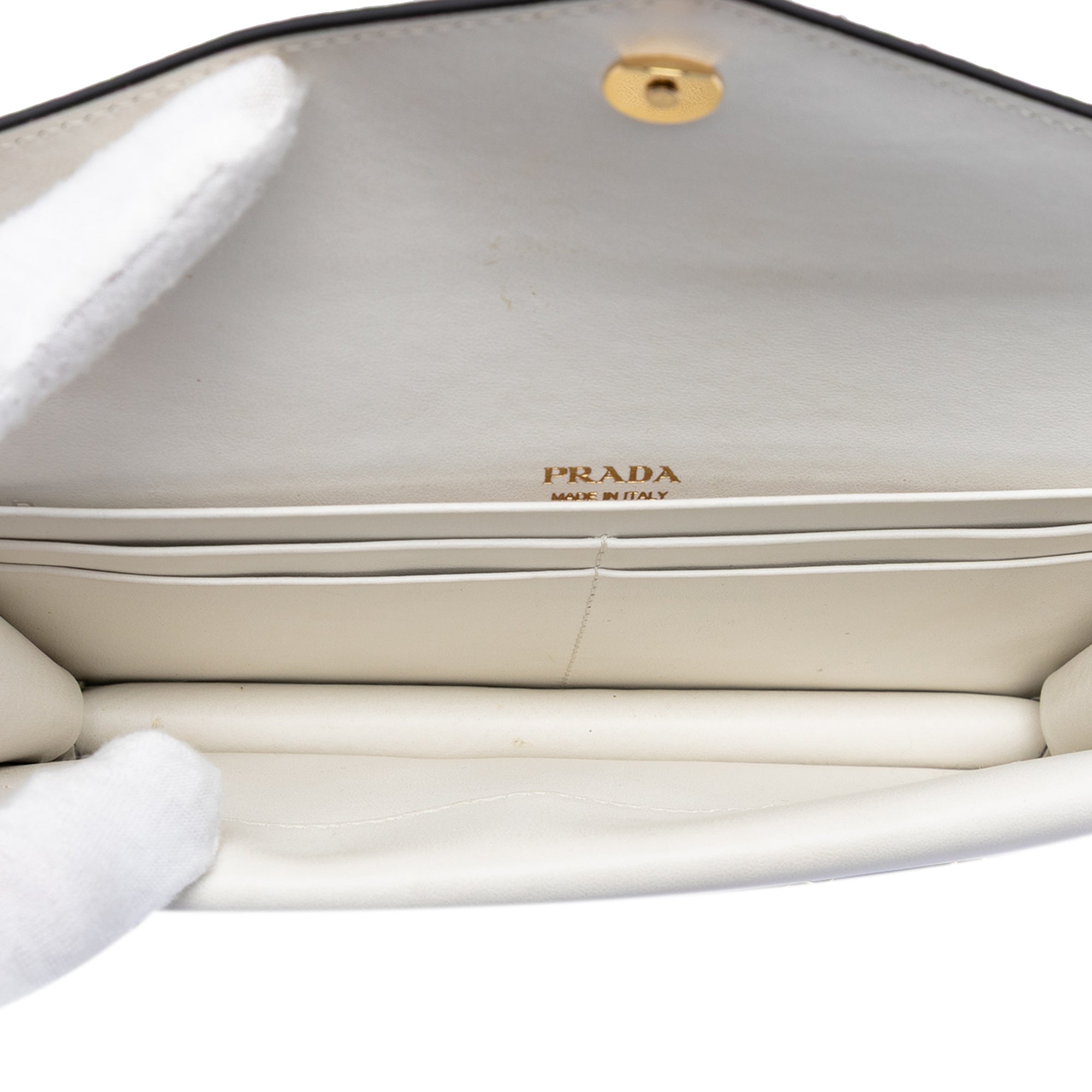 Bicolor Saffiano Lux Envelope Double Flap Wallet on Chain - Image 4