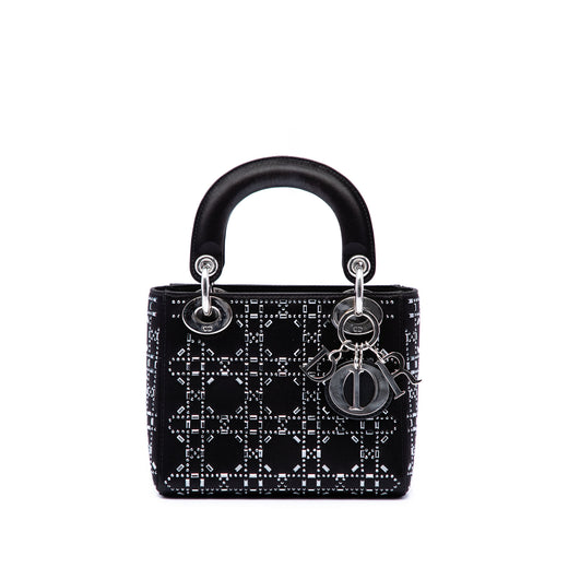 Mini Satin Cannage Crystal Embellished Lady Dior - Image 1