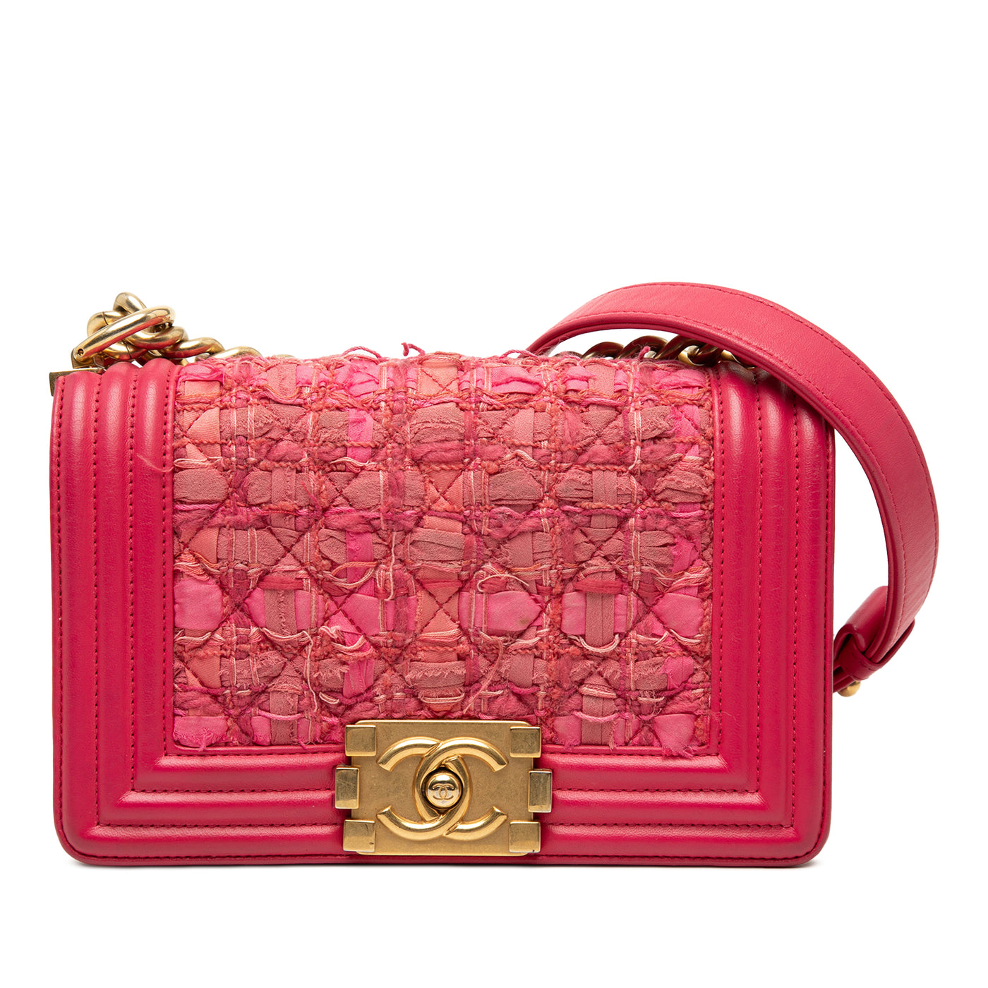 Mini Quilted Tweed and Lambskin Boy Flap - Image 1