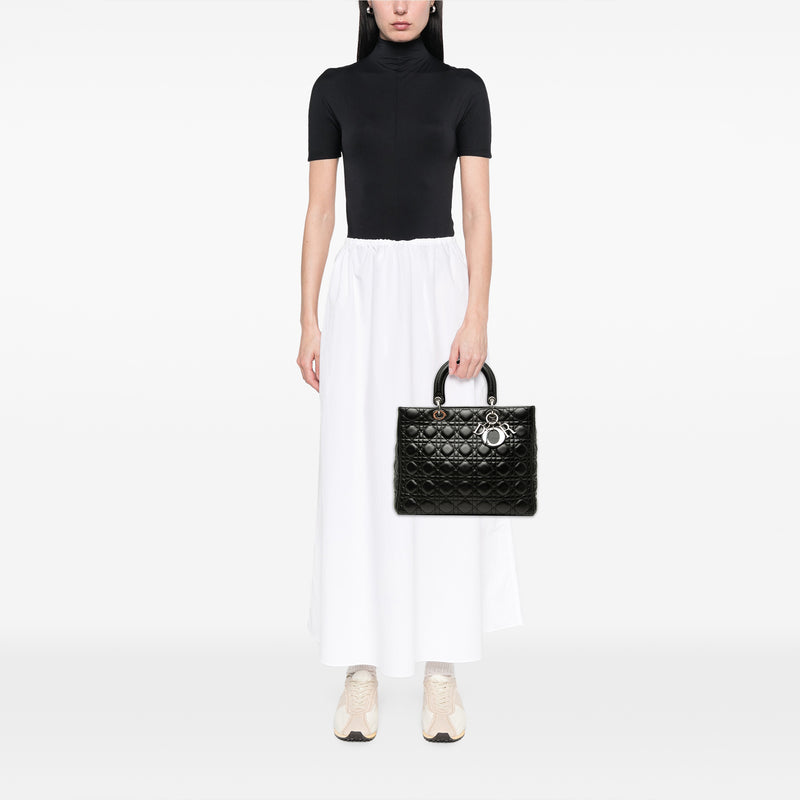 Large Lambskin Cannage Lady Dior - Image 7