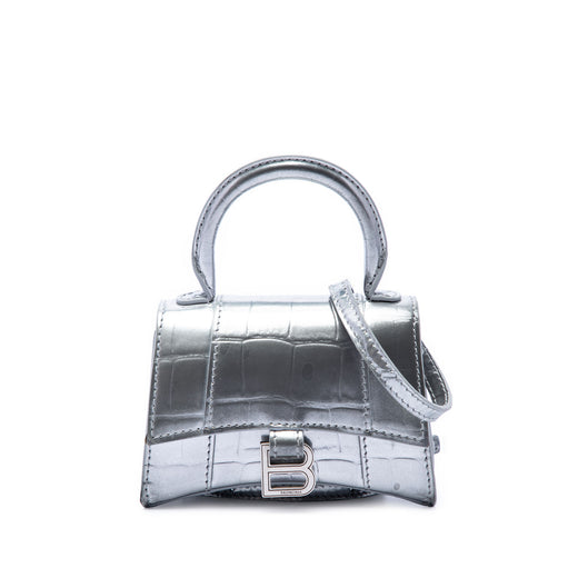 Mini Metallic Croc Embossed Calfskin Hourglass Top Handle Bag - Image 1