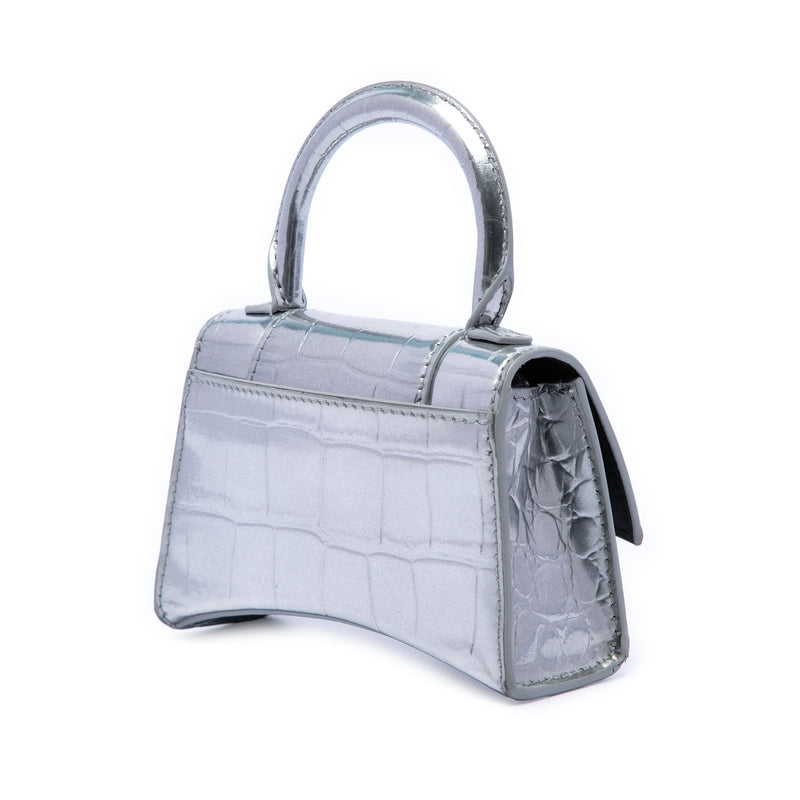 Mini Metallic Croc Embossed Calfskin Hourglass Top Handle Bag - Image 2