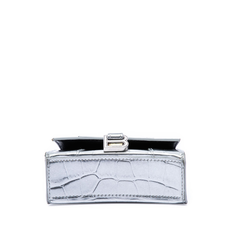 Mini Metallic Croc Embossed Calfskin Hourglass Top Handle Bag - Image 3