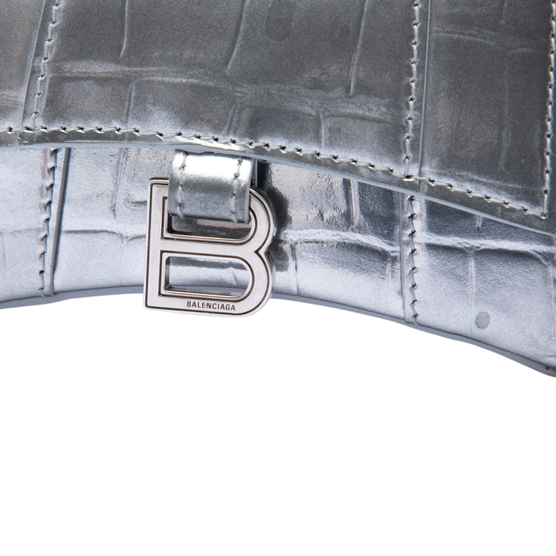 Mini Metallic Croc Embossed Calfskin Hourglass Top Handle Bag - Image 5
