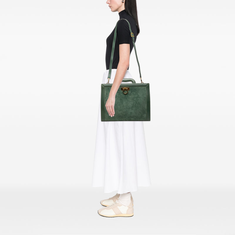 Suede and Leather Gancini Briefcase - Image 9