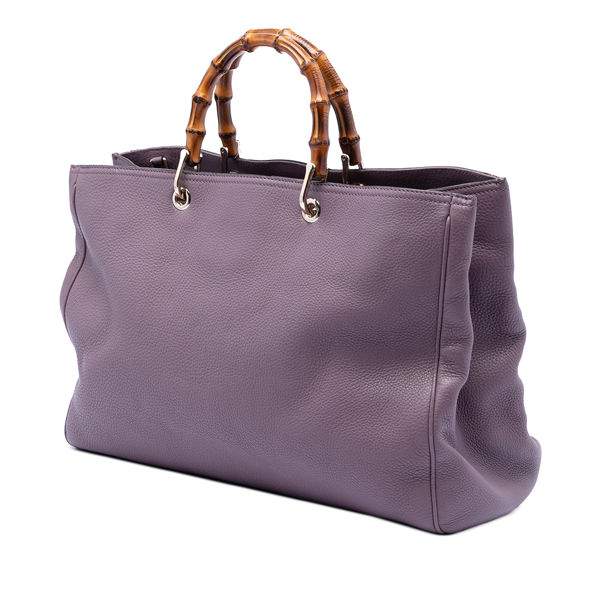 Large Calfskin Bamboo Shopper Satchel - Image 2