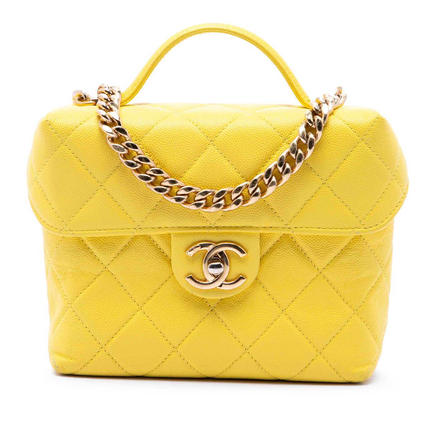 Quilted Caviar Handy Box Vanity Case with Chain - Image 1